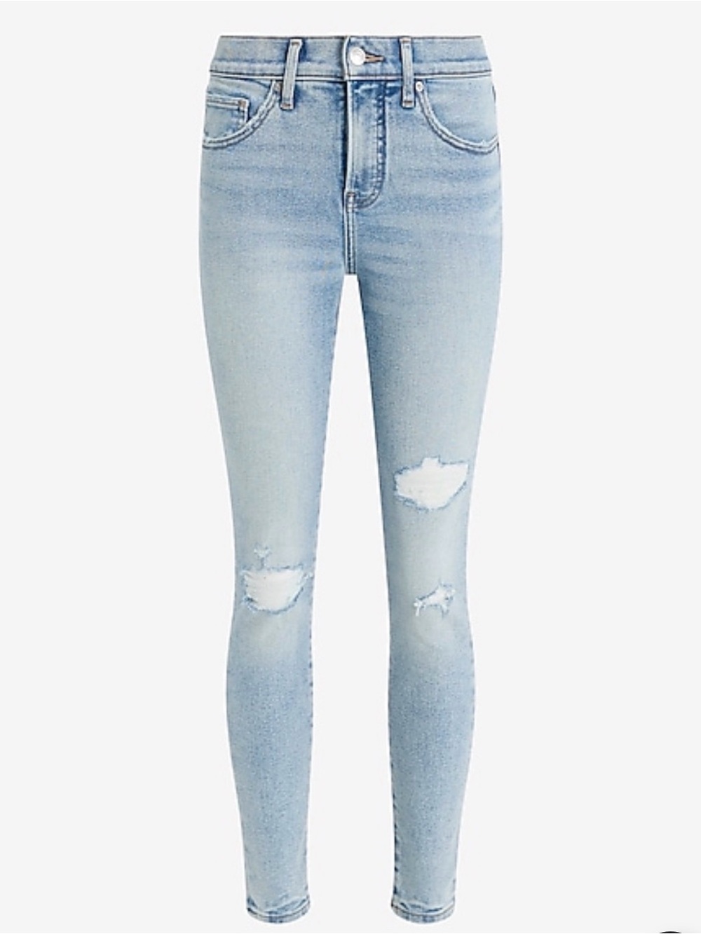 Express skinny Mid Rise Hyper Sculpt Hyper Stretch Light Wash Distressed Jeans
